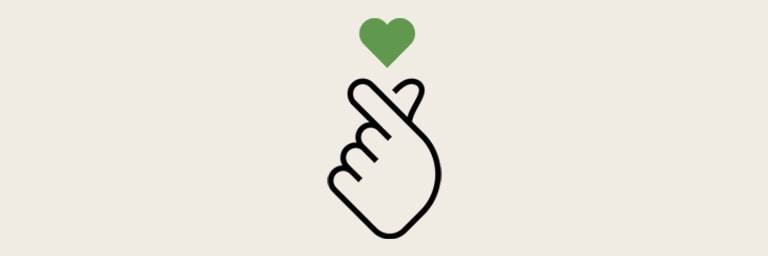 Finger heart logo.