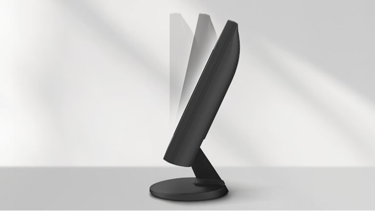 A 19BA300 monitor stand is showing tilting ranged from -5 to 20 degrees.	