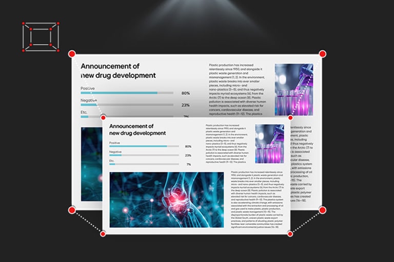 LG ProBeam projector showcases up to 1.6x zoom functionality, enabling visuals to adjust perfectly to the screen for seamless display.