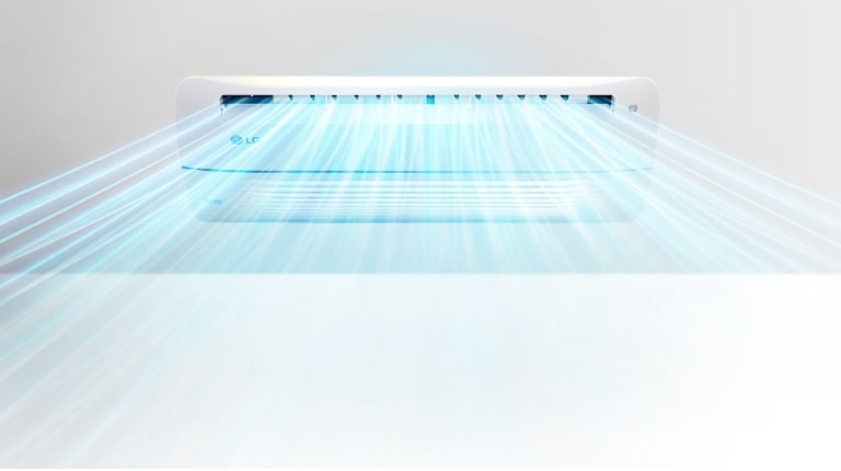 The LG One Way Cassette's half shell is removed, revealing the inner structure and visible airflow, with a glowing blue L-shape structure.