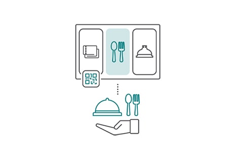 Guests can request room services through the TV by scanning the QR code.