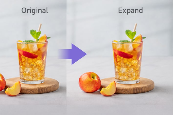 An image demonstrating the Gen AI feature for expanding an existing image.