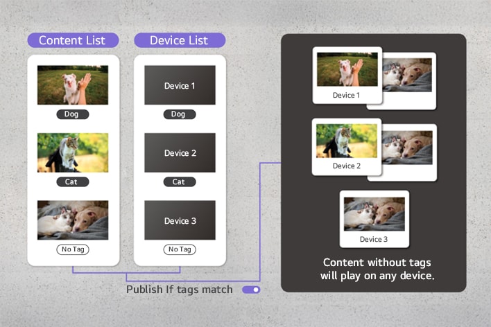 This image showcases the use of tag settings to manage content efficiently, making it easier to locate and apply to devices.