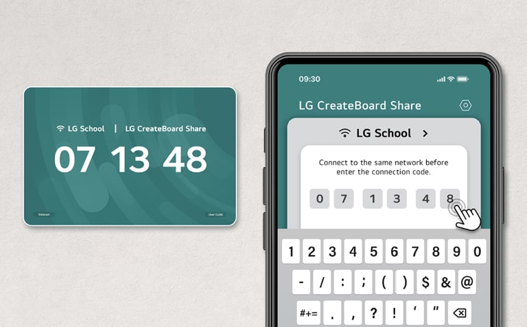 Users can access LG CreateBoard Share, a wireless screenshare solution, by simply entering a 6-digit code.