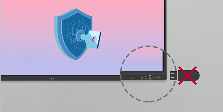 The LG interactive digital board can be set to disable USBs connected to displays for security purposes.