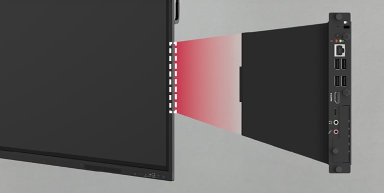 The built-in OPS slot makes installing an OPS easy, providing users with more extended functionality including various PC functions and Windows software without needing external desktops.