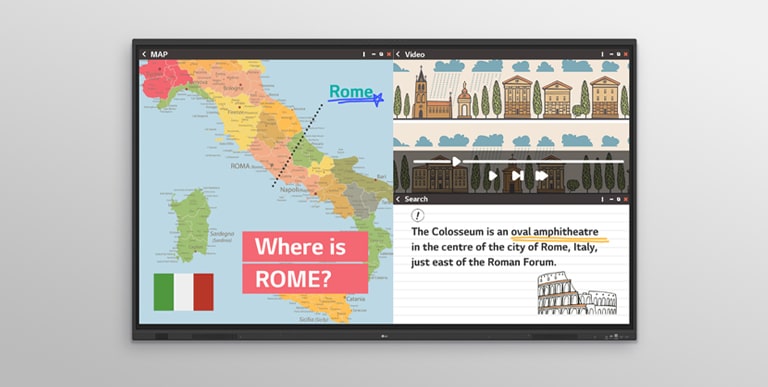 The multi-screen mode features a function that displays multiple screens simultaneously.