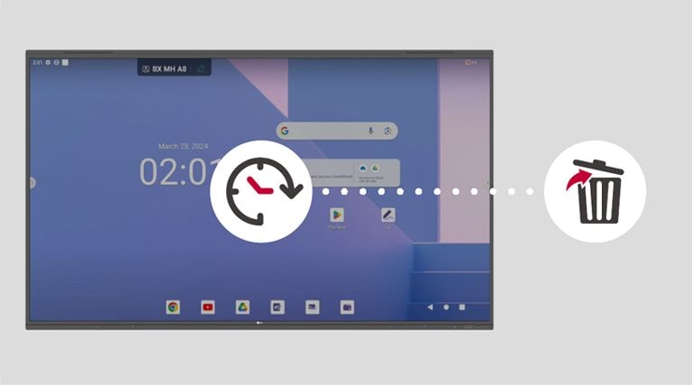 The LG CreateBoard can be set to automatically delete files after a specific period of time.