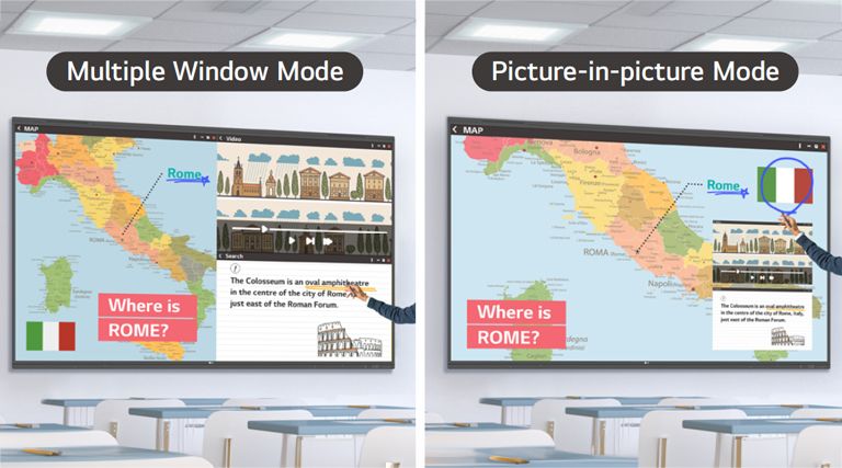 The Multi-screen Mode features a multiple window mode that displays data side by side and a picture-in-picture mode that overlays additional data on top of the existing display.