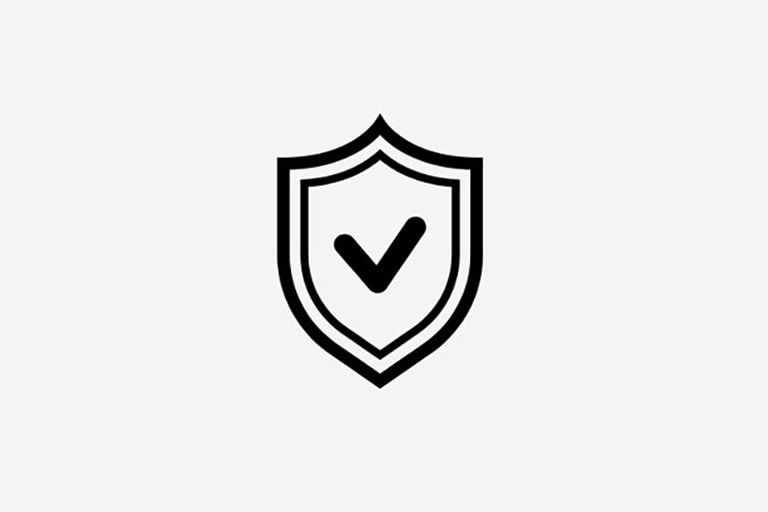 A shield has a checkmark at the center.