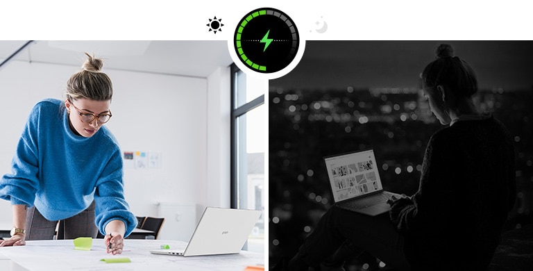 The animation shows that the user use gram all day without charging.