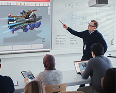 Scenes of LG ProBeam usage in school.