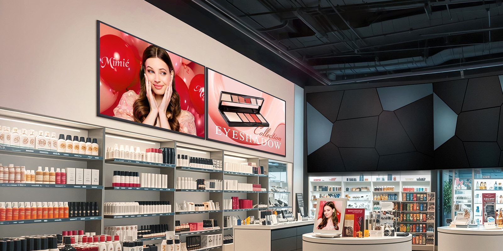 UH7Q signage in a cosmetics shop