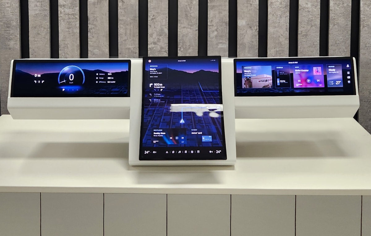 Picture of three next generation display panel displayed at exhibition
