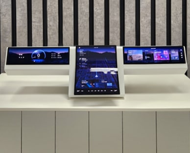 Picture of three next generation display panel displayed at exhibition