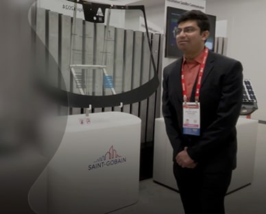 Image of a male staff explaining about LG Solutions at CES showcase