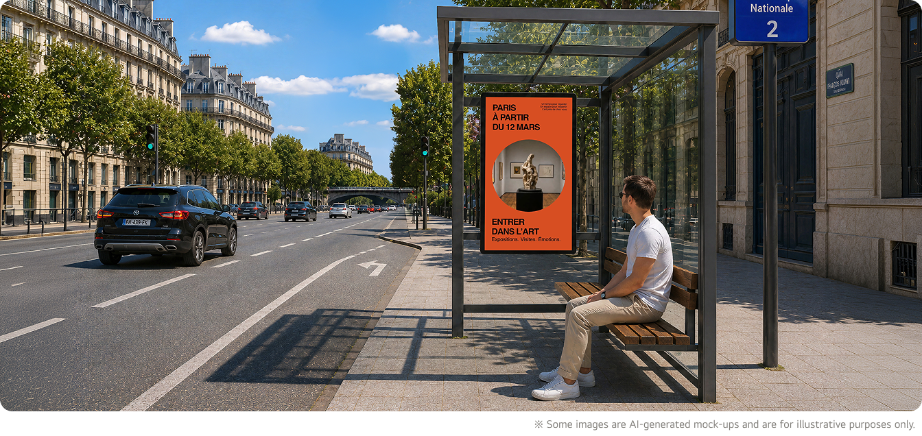 Showing the bus station where LG Commercial Display solutions were installed