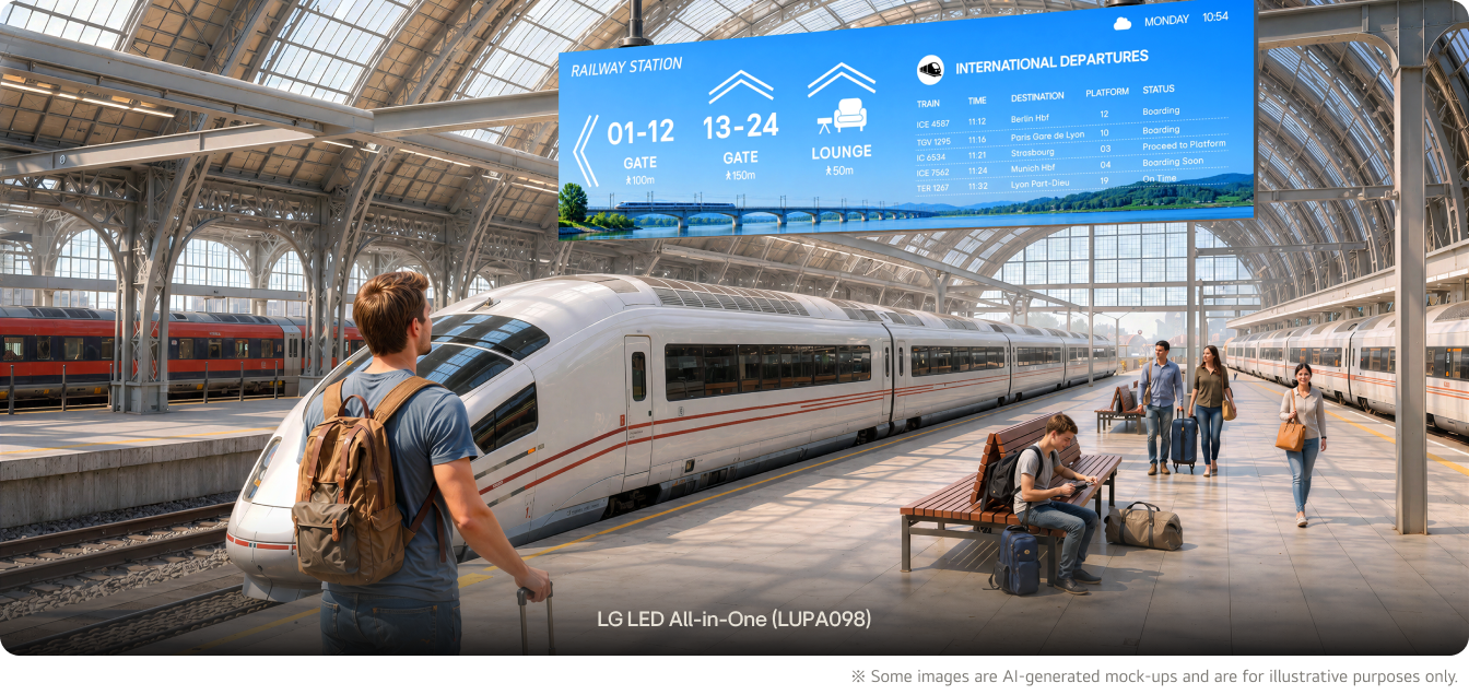 Showing LG LED All-in-One(LUPA098) installed in railway station