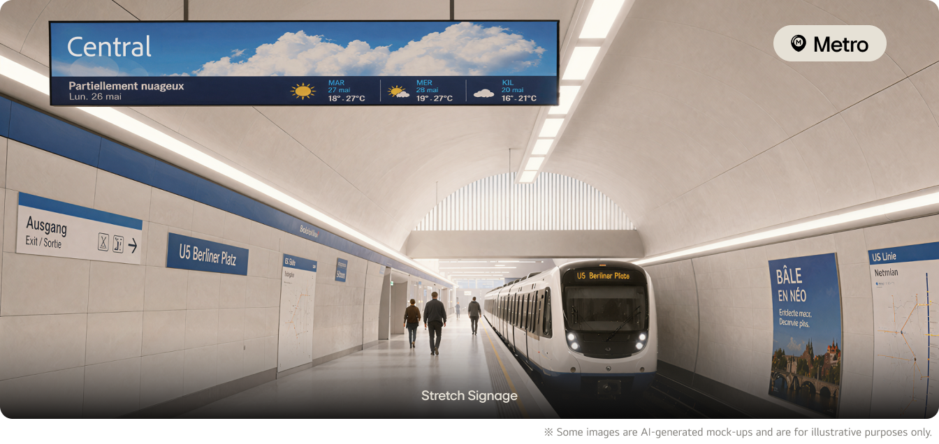 Showing Stretch Signage installed in metro station