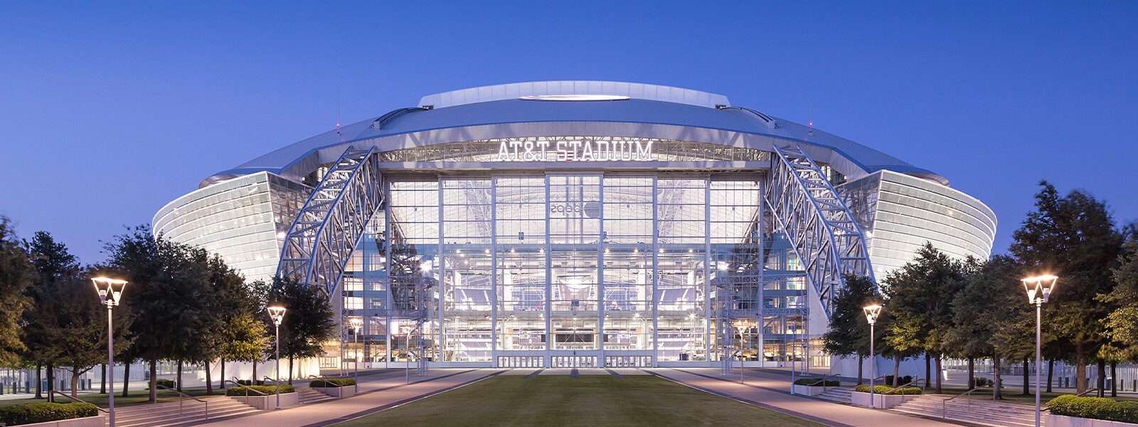 A exterior view of the Dallas Cowboys’ AT&T Stadium