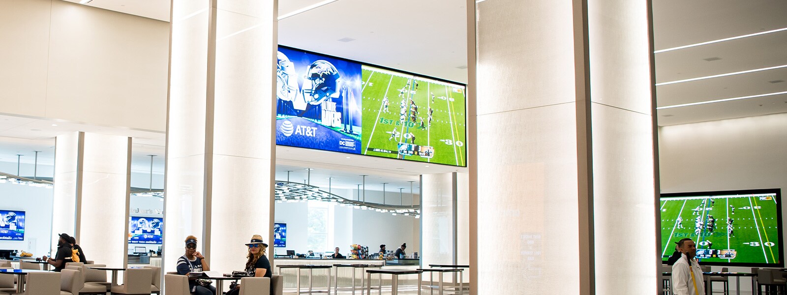 A view of a club lounge on the main concourse at the Dallas Cowboys’ AT&T Stadium.