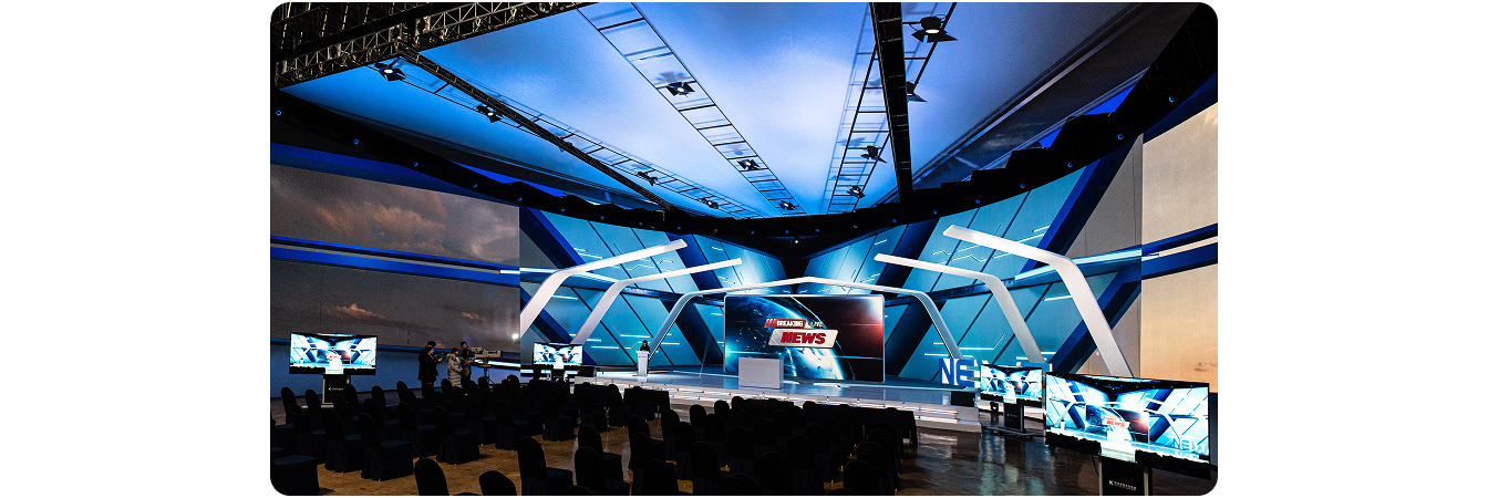 Interior of Studio V virtual production stage at StudioCube, Daejeon