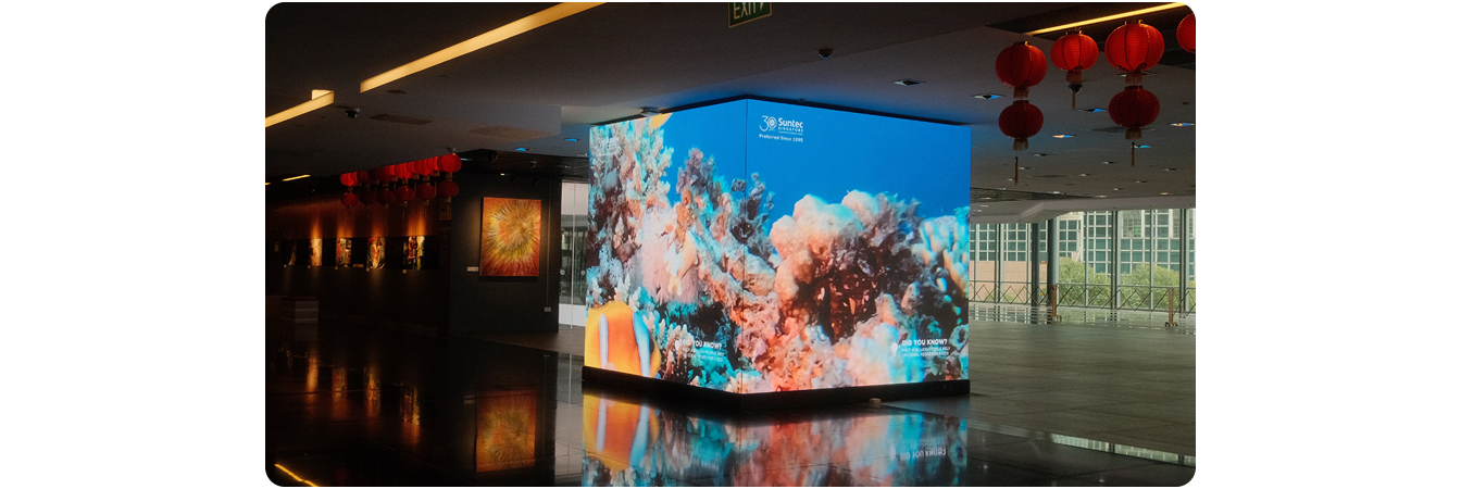 Another freestanding LG LED display cube at Suntec Singapore