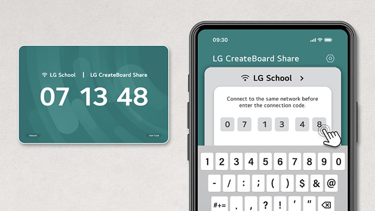 Users can access LG CreateBoard Share, a wireless screenshare solution, by simply entering a 6-digit code.