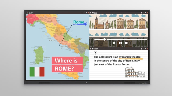The multi-screen mode features a function that displays multiple screens simultaneously.