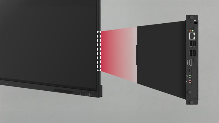 The built-in OPS slot makes installing an OPS easy, providing users with more extended functionality including various PC functions and Windows software without needing external desktops.