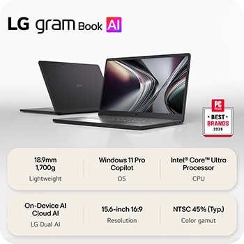 This image shows two lightweight laptops displayed on a bright background. One laptop is angled to highlight its slim, compact rear design, while the other is open, emphasizing a thin and lightweight build, with key specifications shown below.