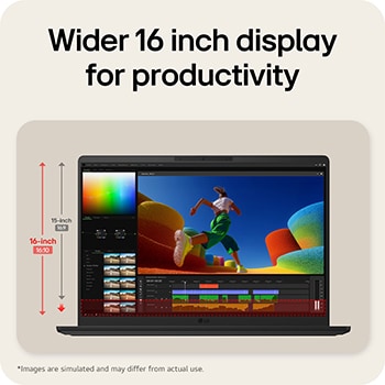 The image shows a laptop screen split into two sections, presenting AI gram chat on-device on one side and AI gram chat cloud on the other, illustrating on-device and cloud-based AI chat interfaces.