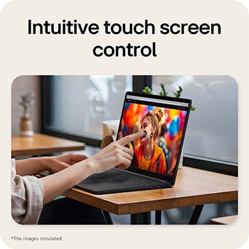 This image shows the LG gram laptop featuring NVIDIA GeForce RTX 5050 graphics for creative and gaming performance.