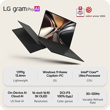 This image shows two lightweight laptops displayed on a bright background. One laptop is angled to highlight its slim, compact rear design, while the other is open, emphasizing a thin and lightweight build, with key specifications shown below.