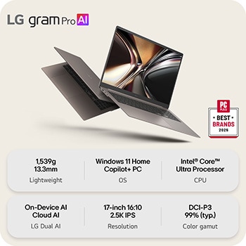 'This image shows two lightweight laptops displayed on a bright background. One laptop is angled to highlight its slim, compact rear design, while the other is open, emphasizing a thin and lightweight build, with key specifications shown below.