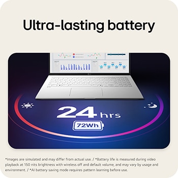 This image shows the front view of the LG gram laptop display with a vivid, colorful liquid splash visual on the screen, set against a gradient background. Above the display, icons highlight key specifications including a 17 inch IPS display with 178° wide viewing angles, DCI-P3 99% (Typ.) color gamut, and 1200:1 (Typ.) contrast ratio.