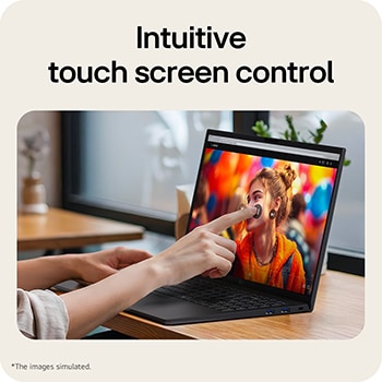 This image shows the LG gram laptop featuring NVIDIA GeForce RTX 5050 graphics for creative and gaming performance.