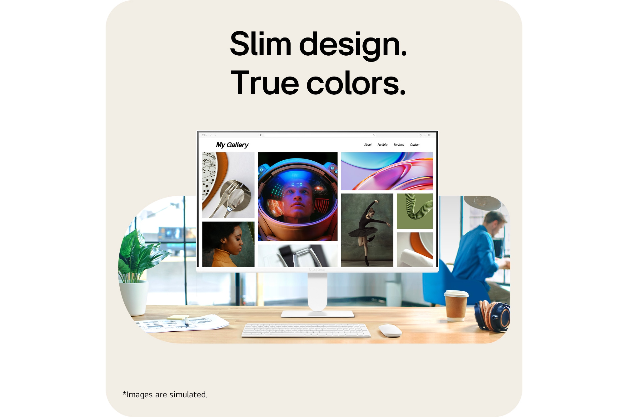 Wide horizontal monitor setup ideal for multitasking workspace