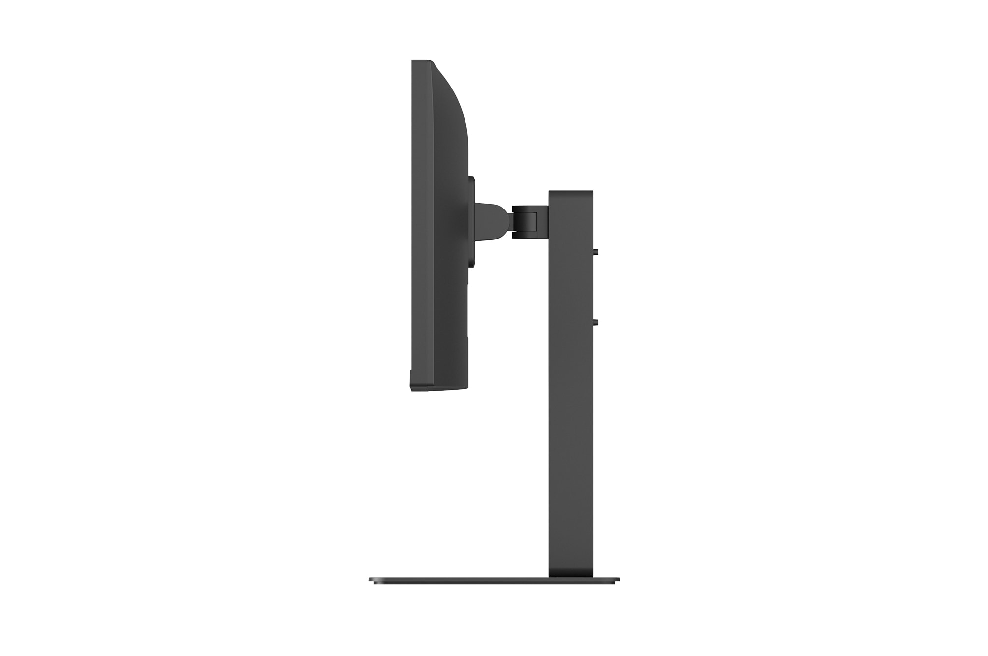 Side view of a monitor showing adjustable stand and ergonomic design.
