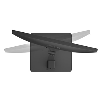 Top view of a monitor demonstrating tilt adjustment on an ergonomic stand.