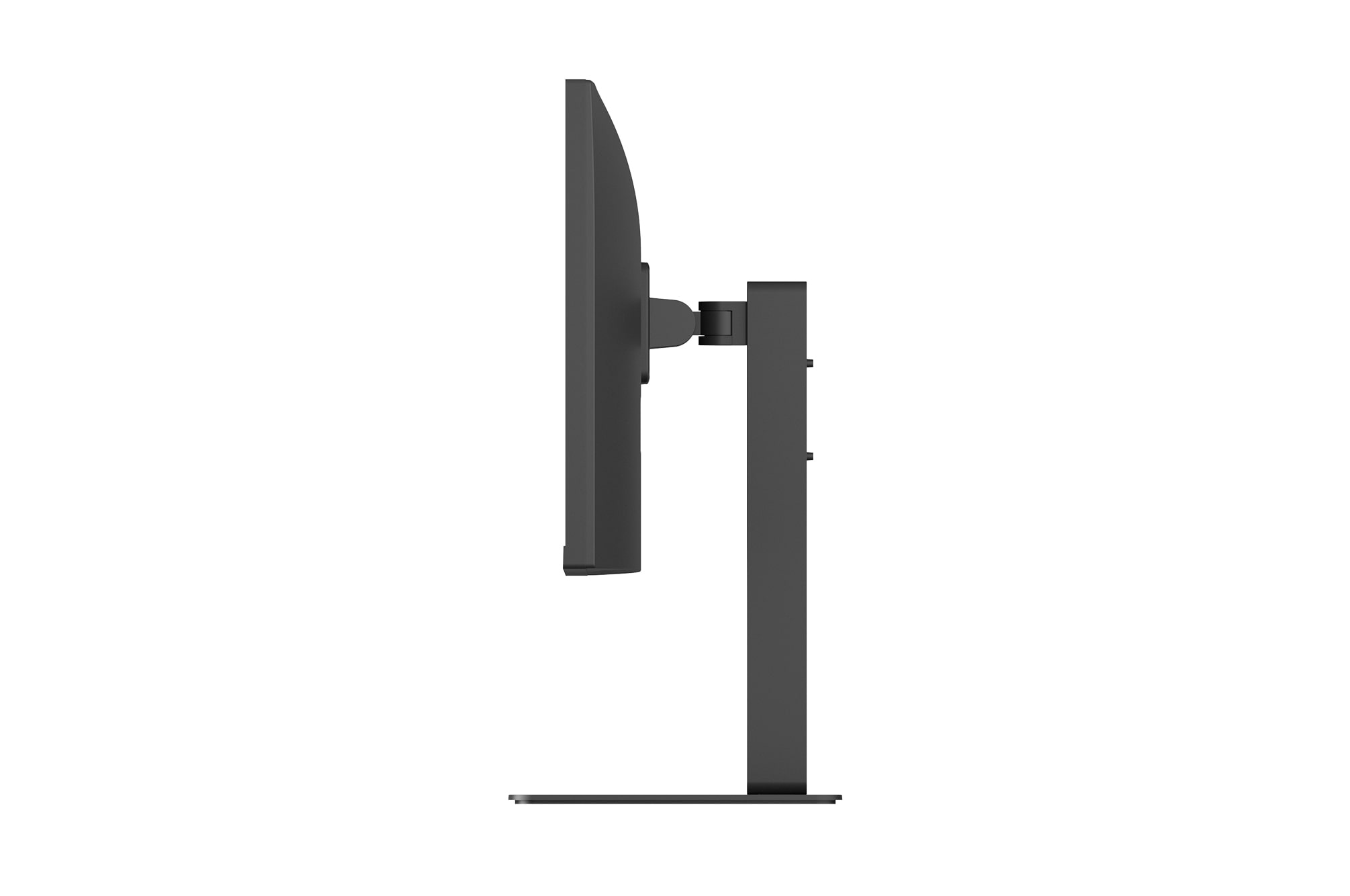 Side view of a monitor showing adjustable stand and ergonomic design.