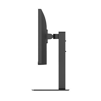 Side view of a monitor showing adjustable stand and ergonomic design.