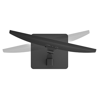 Top view of a monitor demonstrating tilt adjustment on an ergonomic stand.