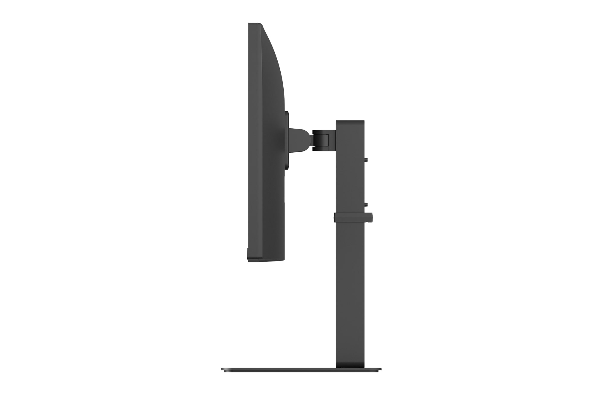 Side view of a monitor showing adjustable stand and ergonomic design.
