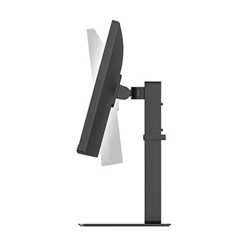 Side view of a monitor demonstrating forward and backward tilt adjustment.