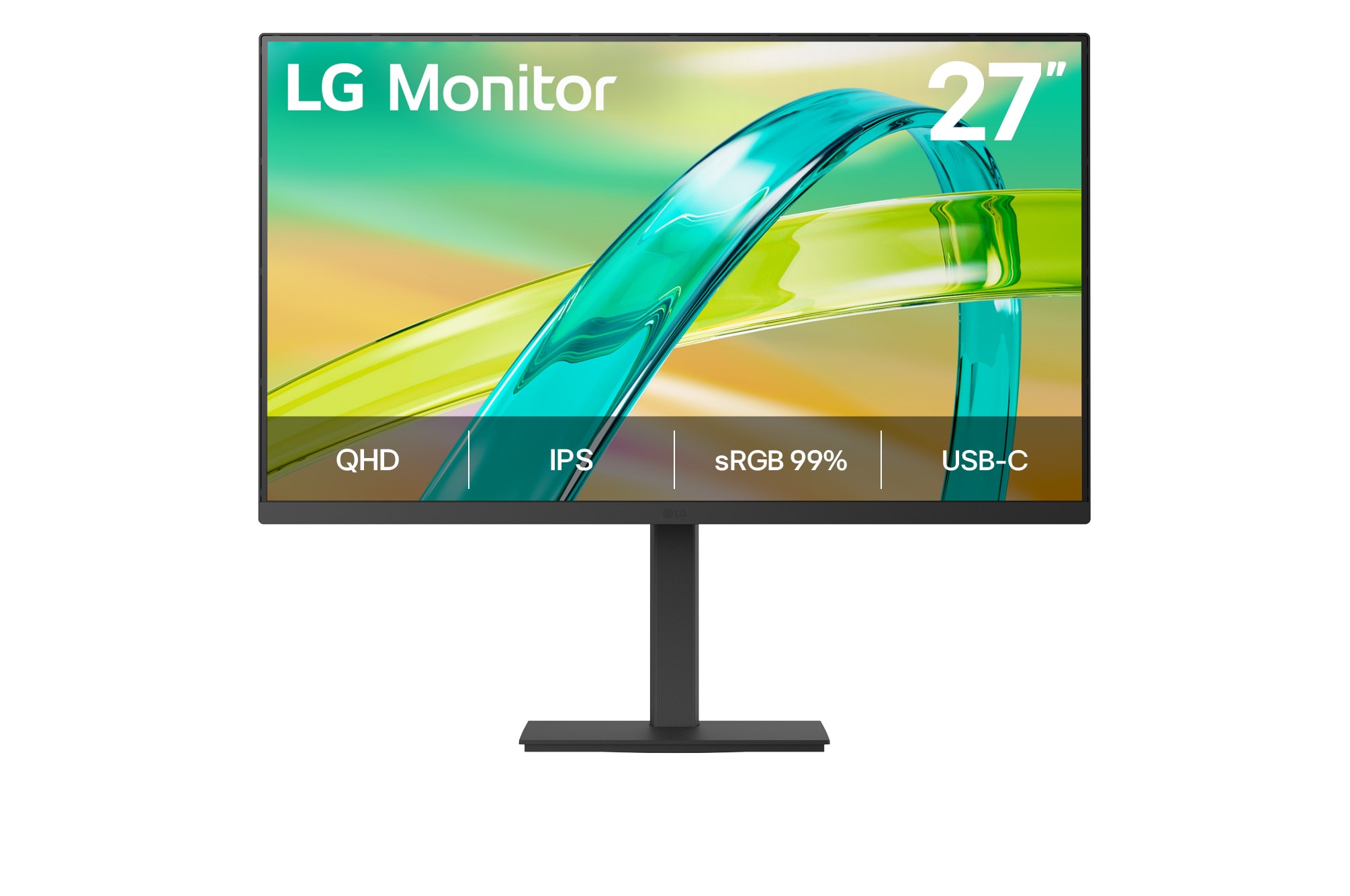 LG monitor front view with clear and vivid QHD screen