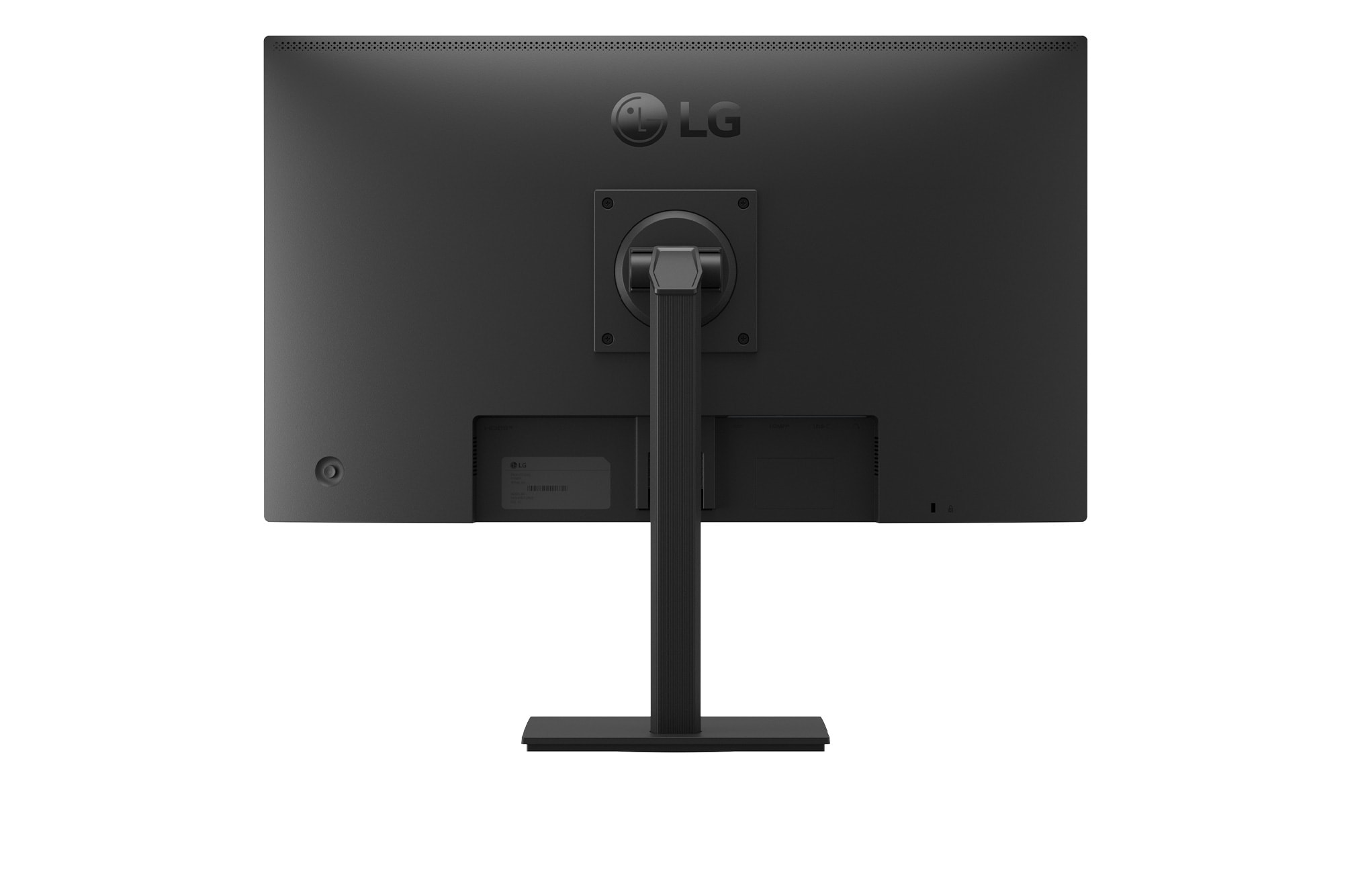 Rear view highlighting minimalist monitor design and sturdy stand