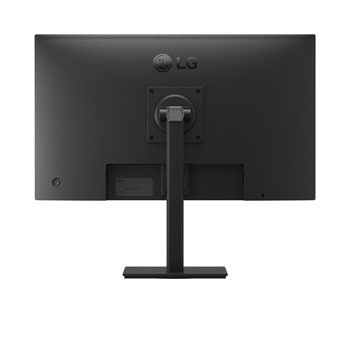 Rear view highlighting minimalist monitor design and sturdy stand
