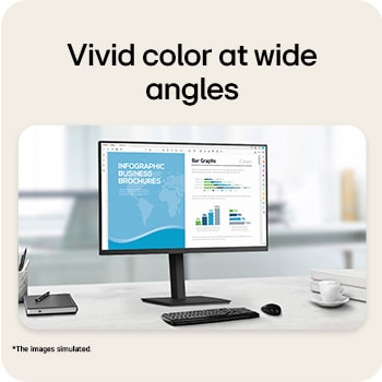 Vivid color reproduction at wide viewing angles in an office setting