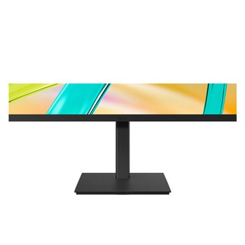 Wide horizontal monitor setup ideal for multitasking workspace